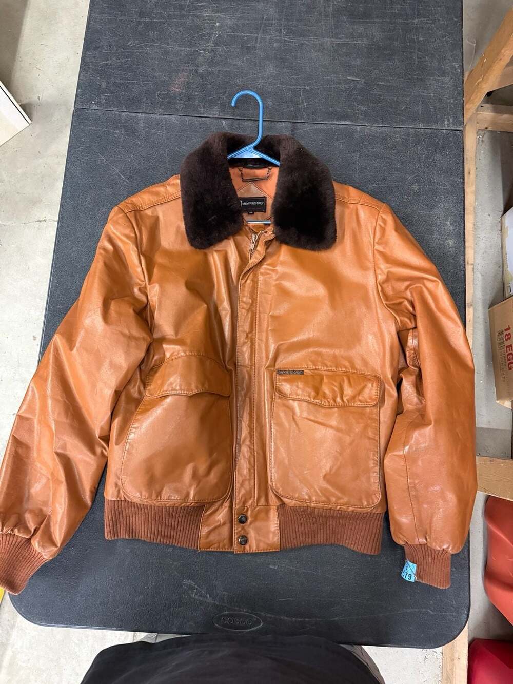 Vintage Members Only by Europe Craft Leather Bomber Jacket with Faux Fur Collar